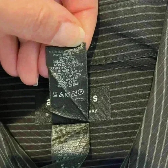 Axcess Mens Classic Fit Long Sleeve Button Down Dress Shirt Black Pinstripe XXL - Picture 7 of 16